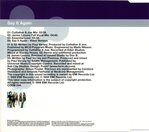 Eurovision Song Contest 1999; Precious  Say It Again : Back